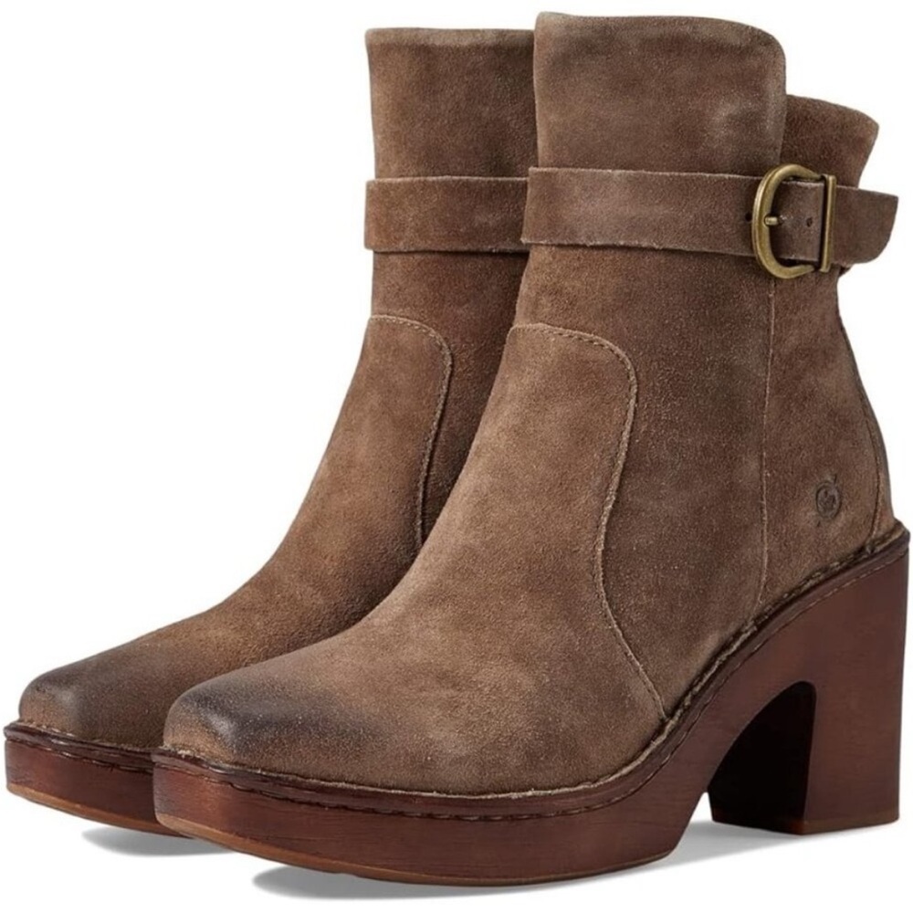 Born women’s HAILEY Taupe Distressed tan size US 8.5 heeled boots boho leather
